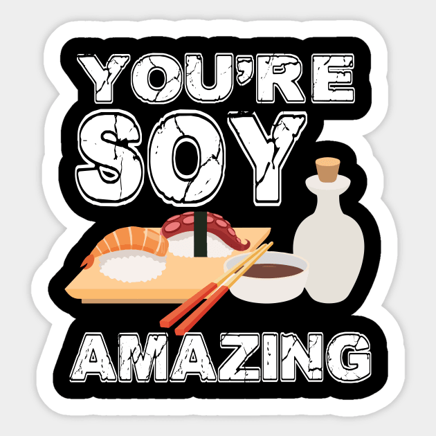 Modern unique japanese sushi sashimi & soy Sticker by walzealex